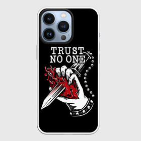 Чехол для iPhone 13 Pro с принтом TRUST NO ONE в Екатеринбурге,  |  | Тематика изображения на принте: heart | knife | no | one | text | trust | word | жизнь | кровь | надписи | не верь | никому | нож | рана | сердце | слова | текст