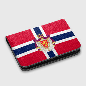 Картхолдер с принтом с принтом Норвегия | Флаг и герб Норвегии в Екатеринбурге, натуральная матовая кожа | размер 7,3 х 10 см; кардхолдер имеет 4 кармана для карт; | герб | герб норвегии | корона | красный | лев | линии | норвегии | норвегия | синий | топор | флаг | флаг норвегии | щит