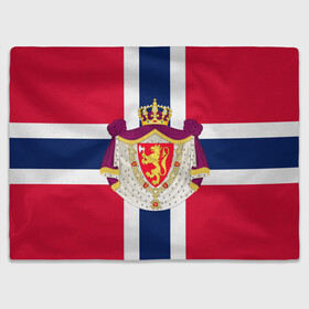 Плед 3D с принтом Норвегия | Флаг и герб Норвегии в Екатеринбурге, 100% полиэстер | закругленные углы, все края обработаны. Ткань не мнется и не растягивается | Тематика изображения на принте: герб | герб норвегии | корона | красный | лев | линии | норвегии | норвегия | синий | топор | флаг | флаг норвегии | щит
