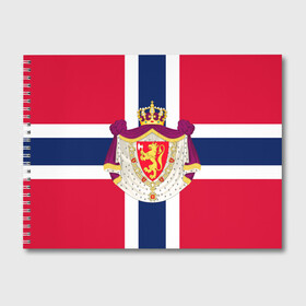 Альбом для рисования с принтом Норвегия | Флаг и герб Норвегии в Екатеринбурге, 100% бумага
 | матовая бумага, плотность 200 мг. | герб | герб норвегии | корона | красный | лев | линии | норвегии | норвегия | синий | топор | флаг | флаг норвегии | щит