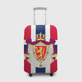 Чехол для чемодана 3D с принтом Норвегия | Флаг и герб Норвегии в Екатеринбурге, 86% полиэфир, 14% спандекс | двустороннее нанесение принта, прорези для ручек и колес | герб | герб норвегии | корона | красный | лев | линии | норвегии | норвегия | синий | топор | флаг | флаг норвегии | щит