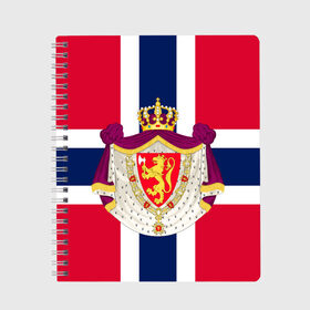 Тетрадь с принтом Норвегия | Флаг и герб Норвегии в Екатеринбурге, 100% бумага | 48 листов, плотность листов — 60 г/м2, плотность картонной обложки — 250 г/м2. Листы скреплены сбоку удобной пружинной спиралью. Уголки страниц и обложки скругленные. Цвет линий — светло-серый
 | герб | герб норвегии | корона | красный | лев | линии | норвегии | норвегия | синий | топор | флаг | флаг норвегии | щит