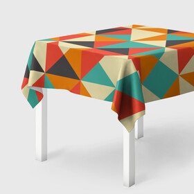 Скатерть 3D с принтом Треугольники в Екатеринбурге, 100% полиэстер (ткань не мнется и не растягивается) | Размер: 150*150 см | геометрия | краски | кубы | минимализм | треугольники