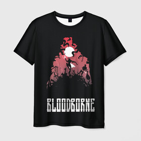 Мужская футболка 3D с принтом Мир Бладборна в Екатеринбурге, 100% полиэфир | прямой крой, круглый вырез горловины, длина до линии бедер | bloodborne | game | games | stranger | бладборн | игра | игры | соулс | странник