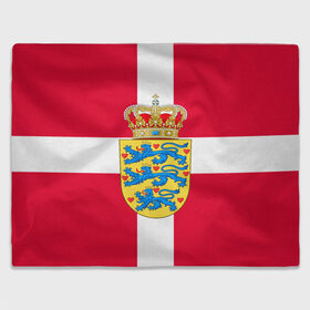Плед 3D с принтом Дания | Герб и флаг Дании в Екатеринбурге, 100% полиэстер | закругленные углы, все края обработаны. Ткань не мнется и не растягивается | герб | дании | дания | корона | лев | львы | сердца | сердце | флаг | щит