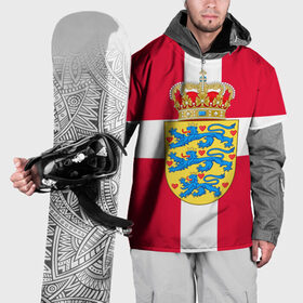 Накидка на куртку 3D с принтом Дания | Герб и флаг Дании в Екатеринбурге, 100% полиэстер |  | герб | дании | дания | корона | лев | львы | сердца | сердце | флаг | щит