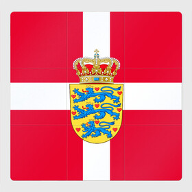 Магнитный плакат 3Х3 с принтом Дания | Герб и флаг Дании в Екатеринбурге, Полимерный материал с магнитным слоем | 9 деталей размером 9*9 см | Тематика изображения на принте: герб | дании | дания | корона | лев | львы | сердца | сердце | флаг | щит