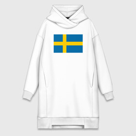Платье-худи хлопок с принтом Швеция | Флаг Швеции в Екатеринбурге,  |  | Тематика изображения на принте: герб | желтый | знак | линии | прямоугольник | символика | синий | флаг | швеции | швеция