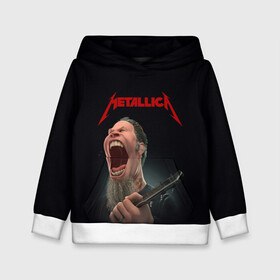 Детская толстовка 3D с принтом James Alan Hetfield | METALLICA (Z) в Екатеринбурге, 100% полиэстер | двухслойный капюшон со шнурком для регулировки, мягкие манжеты на рукавах и по низу толстовки, спереди карман-кенгуру с мягким внутренним слоем | Тематика изображения на принте: james alan hetfield | kurt kobein | metallica | rock | джеймс хэтфилд | курт кобейн | металика | металлика | рок | супер звезда