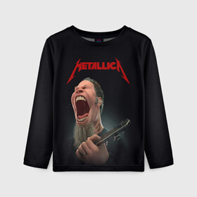 Детский лонгслив 3D с принтом James Alan Hetfield | METALLICA (Z) в Екатеринбурге, 100% полиэстер | длинные рукава, круглый вырез горловины, полуприлегающий силуэт
 | Тематика изображения на принте: james alan hetfield | kurt kobein | metallica | rock | джеймс хэтфилд | курт кобейн | металика | металлика | рок | супер звезда