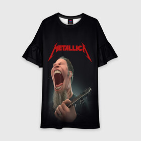 Детское платье 3D с принтом James Alan Hetfield | METALLICA (Z) в Екатеринбурге, 100% полиэстер | прямой силуэт, чуть расширенный к низу. Круглая горловина, на рукавах — воланы | Тематика изображения на принте: james alan hetfield | kurt kobein | metallica | rock | джеймс хэтфилд | курт кобейн | металика | металлика | рок | супер звезда