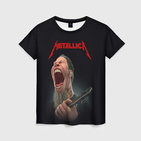 Женская футболка 3D с принтом James Alan Hetfield | METALLICA (Z) в Екатеринбурге, 100% полиэфир ( синтетическое хлопкоподобное полотно) | прямой крой, круглый вырез горловины, длина до линии бедер | james alan hetfield | kurt kobein | metallica | rock | джеймс хэтфилд | курт кобейн | металика | металлика | рок | супер звезда