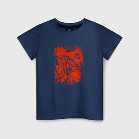 Детская футболка хлопок с принтом Tiger Japanese style в Екатеринбурге, 100% хлопок | круглый вырез горловины, полуприлегающий силуэт, длина до линии бедер | tiger | животные | звери | злой | кошка | оскал | тигр | хищник