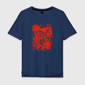 Мужская футболка хлопок Oversize с принтом Tiger Japanese style в Екатеринбурге, 100% хлопок | свободный крой, круглый ворот, “спинка” длиннее передней части | Тематика изображения на принте: tiger | животные | звери | злой | кошка | оскал | тигр | хищник