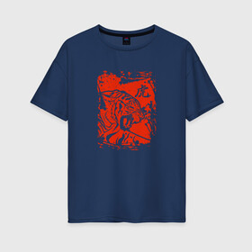 Женская футболка хлопок Oversize с принтом Tiger Japanese style в Екатеринбурге, 100% хлопок | свободный крой, круглый ворот, спущенный рукав, длина до линии бедер
 | tiger | животные | звери | злой | кошка | оскал | тигр | хищник