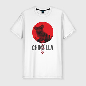 Мужская футболка хлопок Slim с принтом Chinzilla black в Екатеринбурге, 92% хлопок, 8% лайкра | приталенный силуэт, круглый вырез ворота, длина до линии бедра, короткий рукав | chinzilla | zhinzhilla | чинзилла | шинзилла | шиншилла