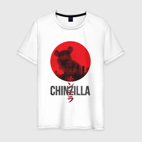 Мужская футболка хлопок с принтом Chinzilla black в Екатеринбурге, 100% хлопок | прямой крой, круглый вырез горловины, длина до линии бедер, слегка спущенное плечо. | chinzilla | zhinzhilla | чинзилла | шинзилла | шиншилла