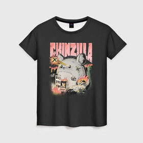 Женская футболка 3D с принтом Шинзилла в Екатеринбурге, 100% полиэфир ( синтетическое хлопкоподобное полотно) | прямой крой, круглый вырез горловины, длина до линии бедер | chinchilla | chinzilla | чинзилла | шинзилла | шиншилла