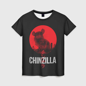 Женская футболка 3D с принтом Chinzilla red в Екатеринбурге,  |  | Тематика изображения на принте: 