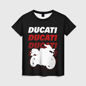 Женская футболка 3D с принтом DUCATI / ДУКАТИ / SPORT в Екатеринбурге, 100% полиэфир ( синтетическое хлопкоподобное полотно) | прямой крой, круглый вырез горловины, длина до линии бедер | ducati | motorcycle | motosport | racing | speed | sport | байк. | гонки | двигатель | дукати | мото | мотокросс | мотоспорт | мототриал | мотоцикл | скорость | спорт