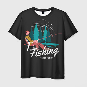 Мужская футболка 3D с принтом Рыбалка 