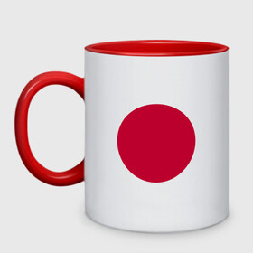 Кружка двухцветная с принтом Япония | Японский флаг в Екатеринбурге, керамика | объем — 330 мл, диаметр — 80 мм. Цветная ручка и кайма сверху, в некоторых цветах — вся внутренняя часть | буква | герб | знак | печать императора | символ | символы | флаг | флаг японии | эмблема | эмблемма | япония | японский флаг