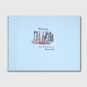 Альбом для рисования с принтом Москва-Сити в Екатеринбурге, 100% бумага
 | матовая бумага, плотность 200 мг. | Тематика изображения на принте: город | москва | набережная | сити