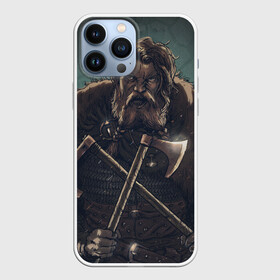 Чехол для iPhone 13 Pro Max с принтом Викинг в Екатеринбурге,  |  | бородач | викинг | воин | воин с топорами | рисунок | топоры