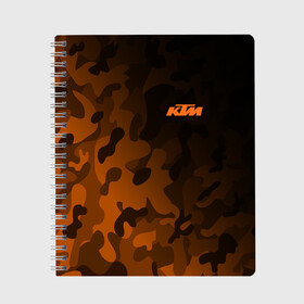 Тетрадь с принтом KTM | КТМ CAMO RACING в Екатеринбурге, 100% бумага | 48 листов, плотность листов — 60 г/м2, плотность картонной обложки — 250 г/м2. Листы скреплены сбоку удобной пружинной спиралью. Уголки страниц и обложки скругленные. Цвет линий — светло-серый
 | Тематика изображения на принте: enduro | ktm | moto | moto sport | motocycle | orange | sportmotorcycle | ктм | мото | мото спорт | мотоспорт | оранжевый | спорт мото