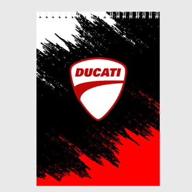 Скетчбук с принтом DUCATI | ДУКАТИ БРЫЗГИ в Екатеринбурге, 100% бумага
 | 48 листов, плотность листов — 100 г/м2, плотность картонной обложки — 250 г/м2. Листы скреплены сверху удобной пружинной спиралью | ducati | moto | motocycle | racing | sport | дукати | мото | мотоспорт | мотоцикл | рейсинг | спорт