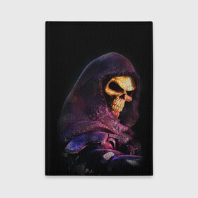 Обложка для автодокументов с принтом Skeletor | Masters of the Universe (+спина)  (Z) в Екатеринбурге, натуральная кожа |  размер 19,9*13 см; внутри 4 больших “конверта” для документов и один маленький отдел — туда идеально встанут права | Тематика изображения на принте: he man | logo | masters of the universe | she ra | skeletor | властелины вселенной | логип | лого | мульт | мультфильм | скелетор