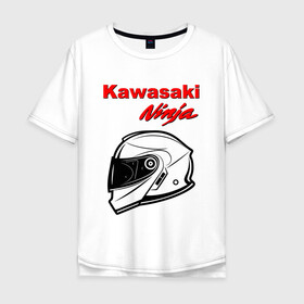 Мужская футболка хлопок Oversize с принтом KAWASAKI NINJA / КАВАСАКИ в Екатеринбурге, 100% хлопок | свободный крой, круглый ворот, “спинка” длиннее передней части | kawasaki | motorcycle | motosport | ninja | racing | speed | sport | байк | гонки | двигатель | кавасаки | мото | мотокросс | мотоспорт | мототриал | мотоцикл | нинзя. | скорость | спорт
