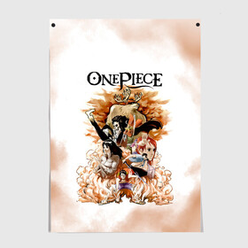 Постер с принтом One Piece. Пираты Соломенной Шляпы в Екатеринбурге, 100% бумага
 | бумага, плотность 150 мг. Матовая, но за счет высокого коэффициента гладкости имеет небольшой блеск и дает на свету блики, но в отличии от глянцевой бумаги не покрыта лаком | anime | manga | monkey d. luffy | one piece | аниме | большой куш | ван пис | вон пис | гол д. роджер | кайдо | король пиратов | луфи | луффи | манга | манки д. луффи | нами | нико робин | пират | портгас д. эйс | ророноа зоро