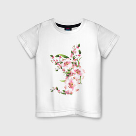 Детская футболка хлопок с принтом Прекрасные лилии в Екатеринбурге, 100% хлопок | круглый вырез горловины, полуприлегающий силуэт, длина до линии бедер | лилии | прекрасные лилии | растения | розовые цветы | цветы