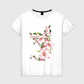 Женская футболка хлопок с принтом Прекрасные лилии в Екатеринбурге, 100% хлопок | прямой крой, круглый вырез горловины, длина до линии бедер, слегка спущенное плечо | лилии | прекрасные лилии | растения | розовые цветы | цветы