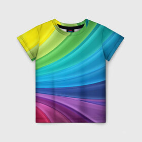 Детская футболка 3D с принтом Радуга в Екатеринбурге, 100% гипоаллергенный полиэфир | прямой крой, круглый вырез горловины, длина до линии бедер, чуть спущенное плечо, ткань немного тянется | абстракция | летний | много цветов | радуга | радужный | разноцветный | сочный | яркий