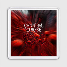 Магнит 55*55 с принтом Blood Cannibal Corpse | Труп Каннибала (Z) в Екатеринбурге, Пластик | Размер: 65*65 мм; Размер печати: 55*55 мм | cannibal | cannibal corpse | corpse | death metal | deathgrind | алекс уэбстер | брутальный дэт метал | дэт метал | дэтграйнд | пол мазуркевич | роб барретт | труп каннибала