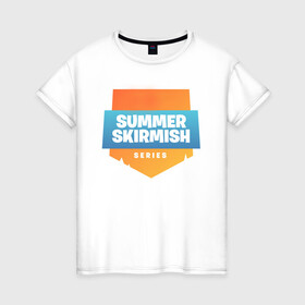 Женская футболка хлопок с принтом Summer Skirmish в Екатеринбурге, 100% хлопок | прямой крой, круглый вырез горловины, длина до линии бедер, слегка спущенное плечо | epic games | games | королевская битва | лето | фортнайт