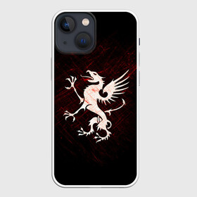 Чехол для iPhone 13 mini с принтом Грифон в Екатеринбурге,  |  | griffin | red paint | white griffin | белый грифон | грифон | красная краска