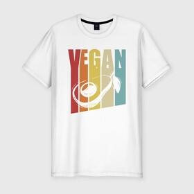 Мужская футболка хлопок Slim с принтом Vegan в Екатеринбурге, 92% хлопок, 8% лайкра | приталенный силуэт, круглый вырез ворота, длина до линии бедра, короткий рукав | green | greenpaece | nature | sport | vegan | yoga | веган | вегетарианец | гринпис | еда | животные | жизнь | здоровье | зеленый | йога | мир | овощи | пища | планета | природа | растение | спорт | тело | фрукты