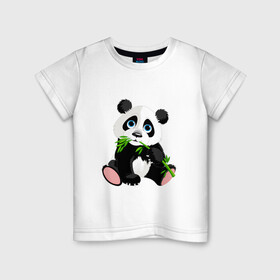 Детская футболка хлопок с принтом Банда с бамбуком  в Екатеринбурге, 100% хлопок | круглый вырез горловины, полуприлегающий силуэт, длина до линии бедер | бамбук | банда с бамбуком | животное | медведь | медвежонок | панда