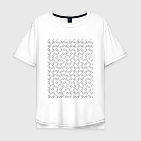 Мужская футболка хлопок Oversize с принтом Пазл в Екатеринбурге, 100% хлопок | свободный крой, круглый ворот, “спинка” длиннее передней части | Тематика изображения на принте: игра | очертания | пазл | сетка | элементы