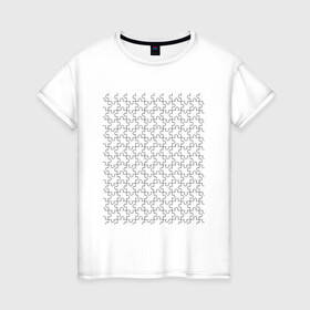 Женская футболка хлопок с принтом Пазл в Екатеринбурге, 100% хлопок | прямой крой, круглый вырез горловины, длина до линии бедер, слегка спущенное плечо | игра | очертания | пазл | сетка | элементы