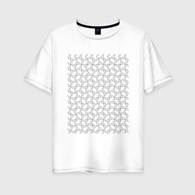 Женская футболка хлопок Oversize с принтом Пазл в Екатеринбурге, 100% хлопок | свободный крой, круглый ворот, спущенный рукав, длина до линии бедер
 | игра | очертания | пазл | сетка | элементы