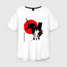 Мужская футболка хлопок Oversize с принтом ЕВА-02 | RED SUN в Екатеринбурге, 100% хлопок | свободный крой, круглый ворот, “спинка” длиннее передней части | anime | eva | evangelion | nerv | аниме | анимэ | ева | евангилион | нерв | роботы | рэй | синдзи | япония