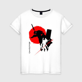 Женская футболка хлопок с принтом ЕВА-02 | RED SUN в Екатеринбурге, 100% хлопок | прямой крой, круглый вырез горловины, длина до линии бедер, слегка спущенное плечо | anime | eva | evangelion | nerv | аниме | анимэ | ева | евангилион | нерв | роботы | рэй | синдзи | япония