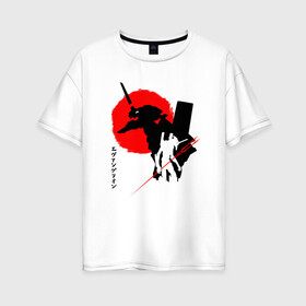 Женская футболка хлопок Oversize с принтом ЕВА-02 | RED SUN в Екатеринбурге, 100% хлопок | свободный крой, круглый ворот, спущенный рукав, длина до линии бедер
 | anime | eva | evangelion | nerv | аниме | анимэ | ева | евангилион | нерв | роботы | рэй | синдзи | япония