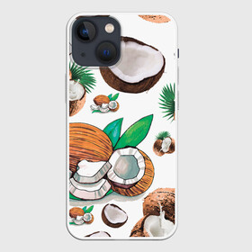 Чехол для iPhone 13 mini с принтом Кокосы в Екатеринбурге,  |  | coconut | fruit | nut | еда | кокос | орехи | плод | фрукты