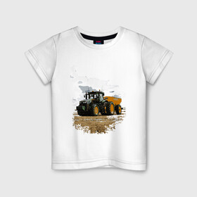 Детская футболка хлопок с принтом JOHN DEERE I Джон Дир! в Екатеринбурге, 100% хлопок | круглый вырез горловины, полуприлегающий силуэт, длина до линии бедер | john deere | агроном | джон дир | земля | природа | работяга. | сельскохозяйственная техника | трактор | тракторист | труд