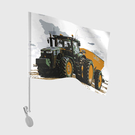 Флаг для автомобиля с принтом JOHN DEERE I Джон Дир! в Екатеринбурге, 100% полиэстер | Размер: 30*21 см | john deere | агроном | джон дир | земля | природа | работяга. | сельскохозяйственная техника | трактор | тракторист | труд